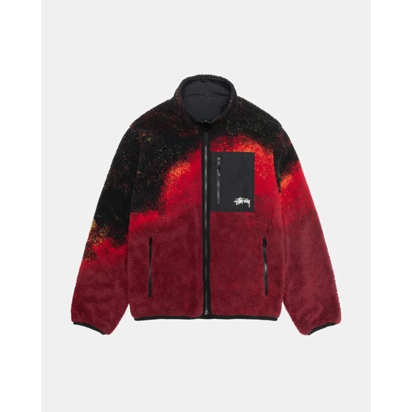 Stussy SHERPA REVERSIBLE JACKET LAVA size MEDIUM